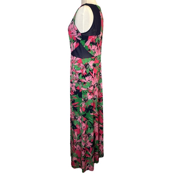 Taylor Navy Blue Pink Floral Sleeveless Maxi Dress - Picture 4 of 8